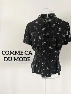 【COMME CA DU MODE】ペプラムブラウス　花柄　ブラック