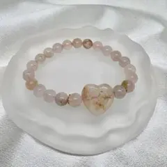 【桜瑪瑙】✨天然石デザインブレスレット✨ハート桜瑪瑙✨運気アップ✨