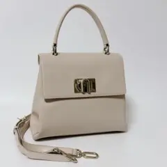 極美品 フルラ 23年モデル トートバッグ 1927 グレージュ アーチロゴ