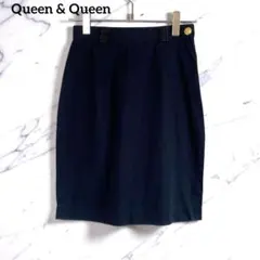 Queen & Queen イタリア製 綿100% 金ボタンタイトスカート 42