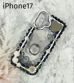 iPhone17ケース ホイップデコ ハンドメイド モノトーン