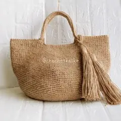 Spring価格❤️【受注制作】大きめ麻紐バッグ マルシェバッグ ロングタッセル付