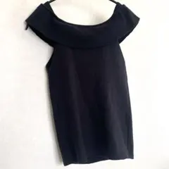 美品　Amaji ニット　オープンショルダー　ビスチェ　2way 黒のサムネイル