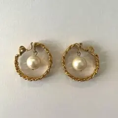 Monet Chain Hoop Pearl Drop Earrings