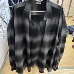 うまい棒君専用　ネルシャツ ブラック グレー チェック