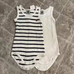 プチバトー　ボディスーツ　肌着　2枚セット 12M