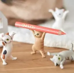 猫 置物 4匹セット 癒し ペン立て インテリア ネコ フィギュア 2au