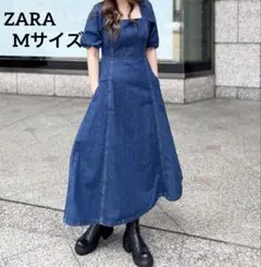 ZARA デニム パフスリーブ ワンピース
