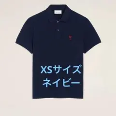 AmiParisアミパリス ポロシャツ 半袖Tシャツ 男女兼用 ネイビーSサイズ