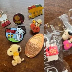 【9点セット】スヌーピーボールチェーンキーホルダー/ピンバッジ/USJメダル