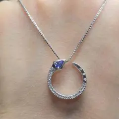 天然石ペンダント　タンザナイト　5*3mm 濃紫高透明　遊色綺麗　SV925刻印