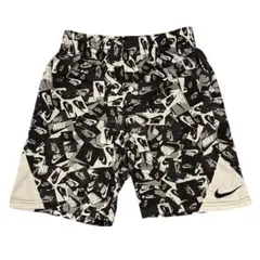 【キッズサイズ】ナイキ DRI-FIT ハーフパンツ M 総柄 ロゴ ブラック