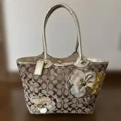 限定値下げ中】コーチ バッグ シグネチャー フローラル アップリケ 