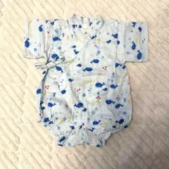 ベビー 甚平 ロンパース ガーゼ 70cm 夏祭り 花火