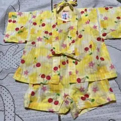 美品♡ミキハウス♡甚平 さくらんぼ柄 イエロー♡70 ー８０