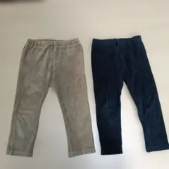 コーデュロイパンツ ベージュ♥ リブ編みブラックパンツ 2点セットサイズ90cm