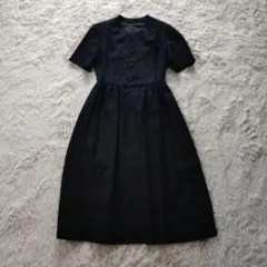ロングワンピース 半袖 ギャザー ブラック クラシカル フォーマル