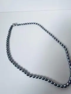 ダークグレーオーバル型真珠ネックレス　ビンテージ　志摩