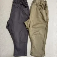devirock キッズ パンツ2本セット ベージュ チャコールグレー 100