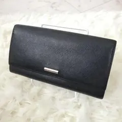 美品 人気モデル バーバリー 長財布 ノバチェック がま口 ブラック 大容量