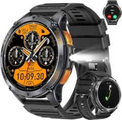 スマートウォッチ 軍用規格 GPS内蔵 1.43インチ大画面 懐中電灯 スポーツ