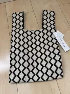 【新品未使用】エコバッグ 黒白ダイヤモンド模様