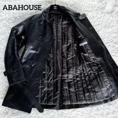 美品⭐︎アバハウス シングルライダース ボアレザージャケット 本革 山羊革 M 黒 ABAHOUSE / アバハウス （メンズ） レザーブルゾン・ジャケット