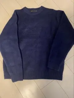 nano universe ネイビー モヘアクルーネックセーター