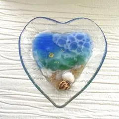 海辺のレジンアート ハート型オブジェ