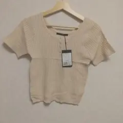 【新品未使用タグ付き】 Kastane ジャガードヘンリー半袖Tee