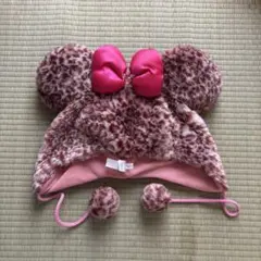 ディズニー　ファンキャップ　ピンク　豹柄　ミニー