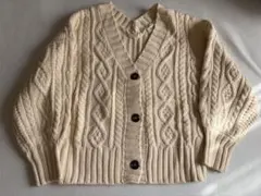 BEAMS HEART ケーブル編み　ショートカーディガン　アイボリー
