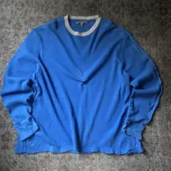 00s OLD NAVY サーマル ロンＴ リンガー ネック グランジ 青 古着のサムネイル