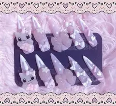 ❤︎現品❤︎ 量産型 地雷系 ゴテゴテ 平成女児 ゆめかわ ロングネイル 57番