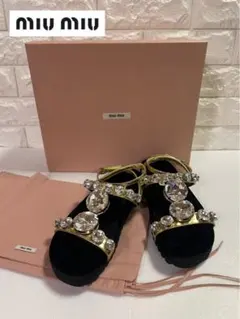 【極美品】レア miumiu ミュウミュウ クリスタル ビジュー サンダル