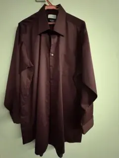 LES MUES 長袖ワイシャツ ブラウン NON-IRON ワインレッド　美品のサムネイル