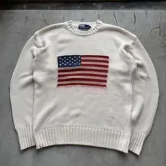 90s polo ralph lauren 星条旗ニット　香港製