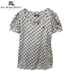 Burberry London チェック柄 バルーン半袖Tシャツ ブラウス