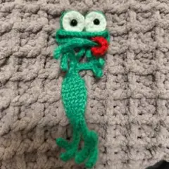 【カエル】緑色カエルのあみぐるみ