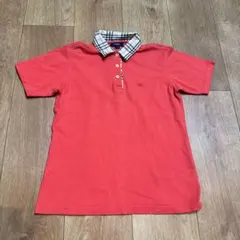 BURBERRY LONDON 赤 半袖 ポロシャツ チェック柄襟 SIZE S