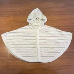 【美品】ジェラートピケ　ストライプフード付きベビーポンチョ 80-90