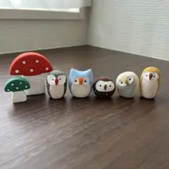 No.65 フクロウ　ハンドメイド　ミニチュア　きのこ