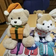 3coinsクマぬいぐるみ ギフトボックス付き、秋田犬ぬいぐるみ