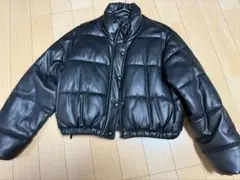 ZARA フェイクレザー 中綿ショートジャケット XS 黒
