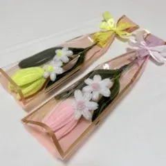 モールフラワー　チューリップ　小花　ピンク　黄色　2個セット　ミニブーケ　花束
