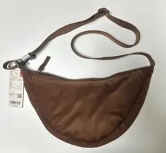 新品未使用　ユニクロ　ラウンドミニショルダーバッグ　コーデュロイ　ブラウン　茶色