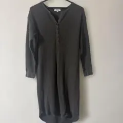 PLST ワッフル ヘンリーネック ワンピース グレー S