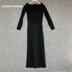 DONNA KARAN ブラック ロングワンピース オフショルダー