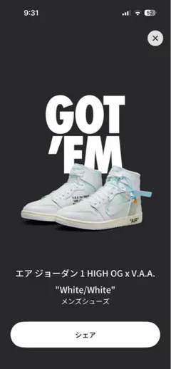 28.5cm V.A.A. × Jordan1 