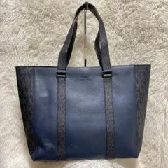 MICHAEL KORS　マイケルコース　トートバッグ　大きめ　レザー　ロゴ　紺